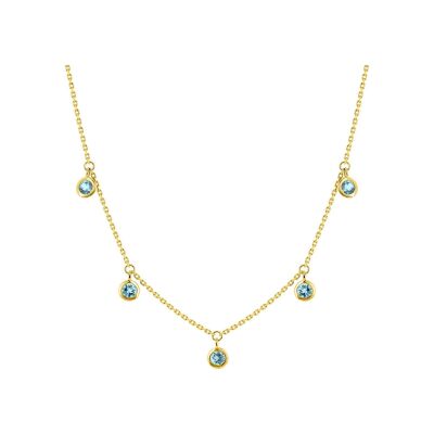 Collier en or jaune et topaze bleue