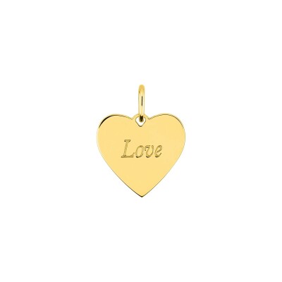 Pendentif à message coeur en or jaune