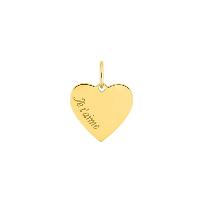 Pendentif à message coeur en or jaune