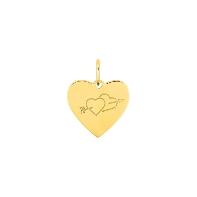 Pendentif à message coeur en or jaune