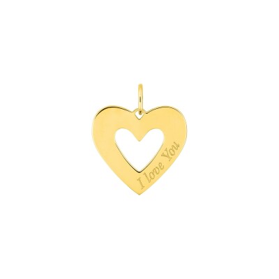 Pendentif à message coeur en or jaune