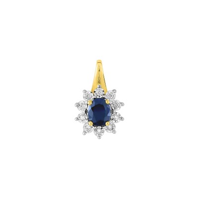 Pendentif en or jaune, saphir et diamant 0.05ct