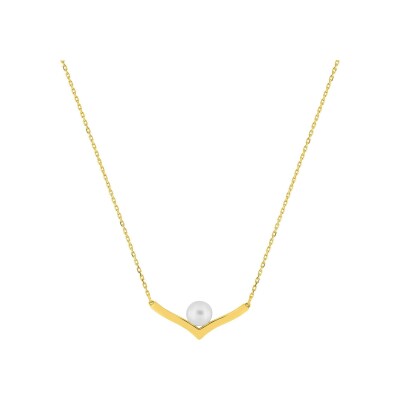 Collier en or jaune et perle de culture 5mm