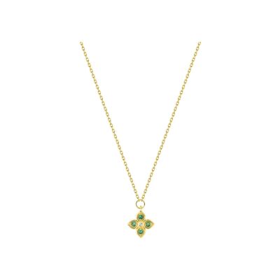 Collier en or jaune, émeraude et diamant 0.01ct