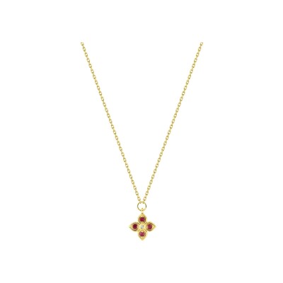 Collier en or jaune, rubis et diamant 0.01ct