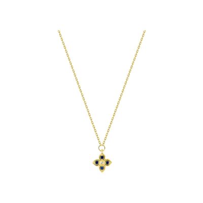 Collier en or jaune, saphir et diamant 0.01ct