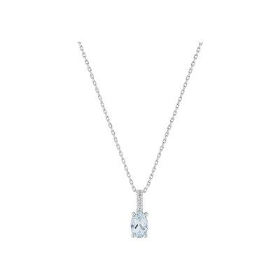 Collier en or blanc, aigue-marine et diamants