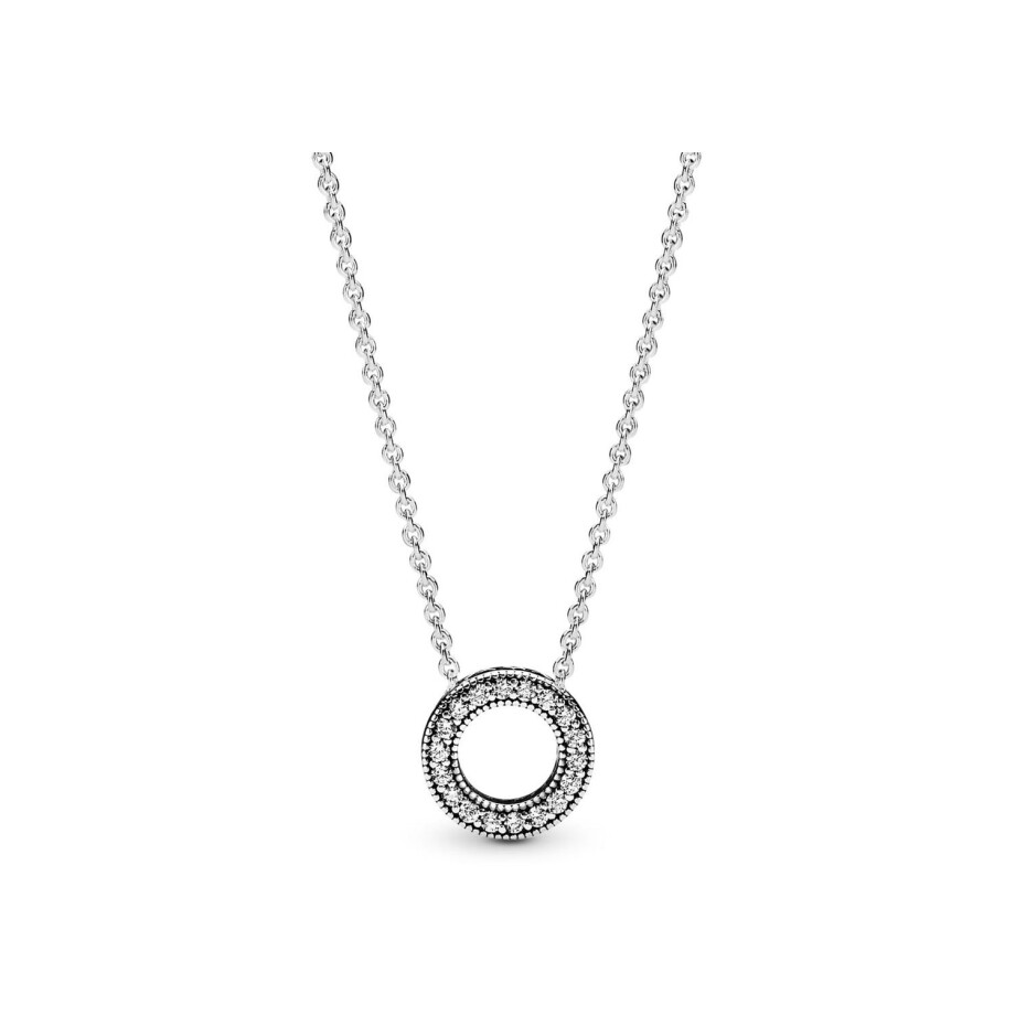 Collier Pandora Signature cercle pavé signature en argent et oxyde de zirconium, 45cm