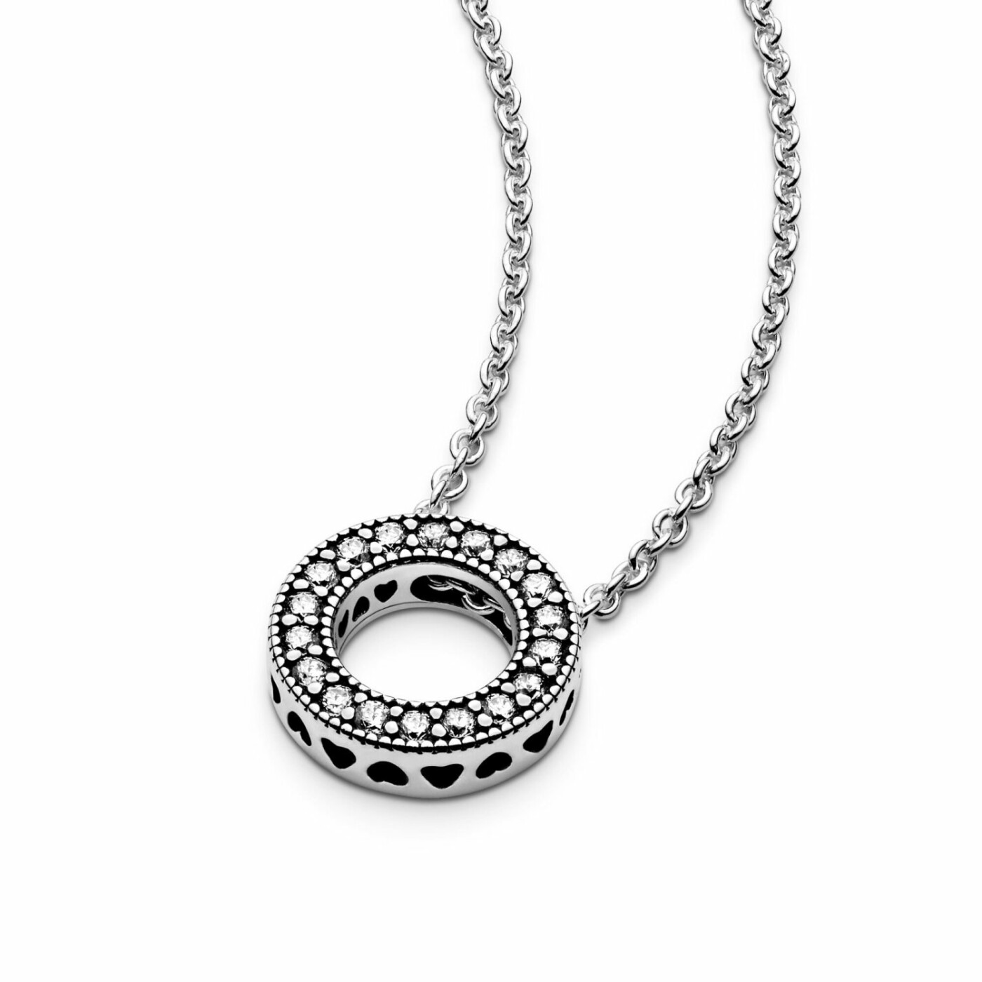 Collier Pandora Signature cercle pavé signature en argent et oxyde de zirconium, 45cm