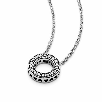 Collier Pandora Signature cercle pavé signature en argent et oxyde de zirconium, 45cm