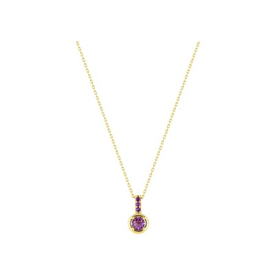 Collier en or jaune et améthyste
