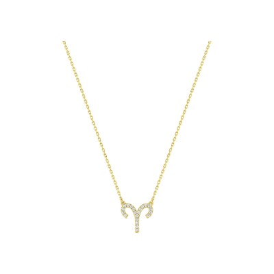 Collier zodiaque Bélier en or jaune et oxyde de zirconium