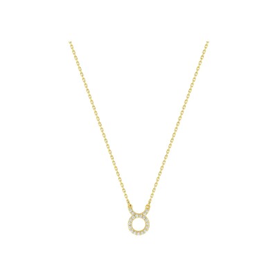 Collier zodiaque Taureau en or jaune et oxyde de zirconium