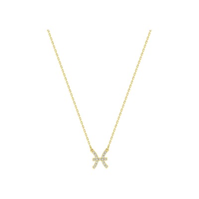 Collier zodiaque Poissons en or jaune et oxyde de zirconium