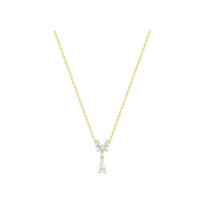 Collier en or jaune et oxyde de zirconium