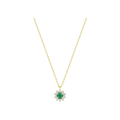 Collier en or jaune, émeraude et oxyde de zirconium