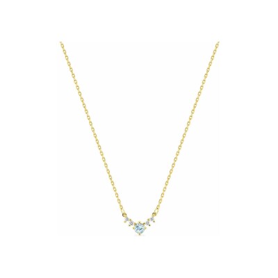 Collier en or jaune, oxyde de zirconium et topaze bleue