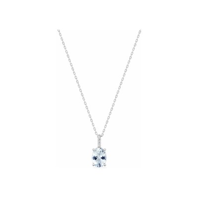 Collier en or blanc, oxyde de zirconium et aquaprase