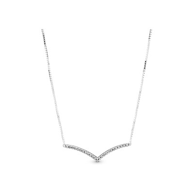 Collier Pandora Wish chevron scintillant en argent, silicone et oxyde de zirconium, 45cm