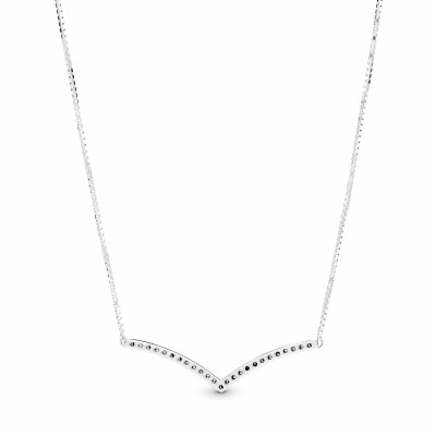 Collier Pandora Wish chevron scintillant en argent, silicone et oxyde de zirconium, 45cm