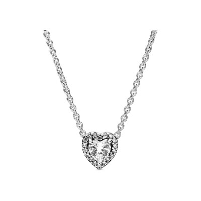 Collier Pandora Timeless cœur surélevé en argent et oxyde de zirconium, 45cm