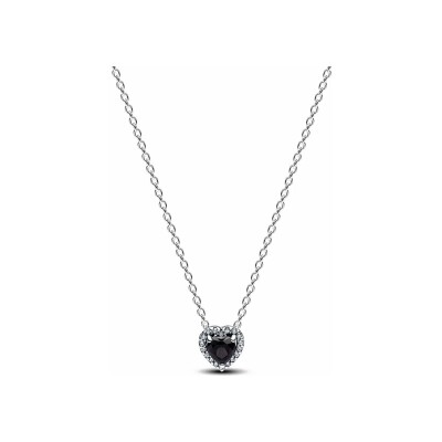 Collier Pandora Cœur Surélevé en argent et oxydes de zirconium, 45 cm