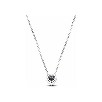 Collier Pandora Cœur Surélevé en argent et oxydes de zirconium, 45 cm