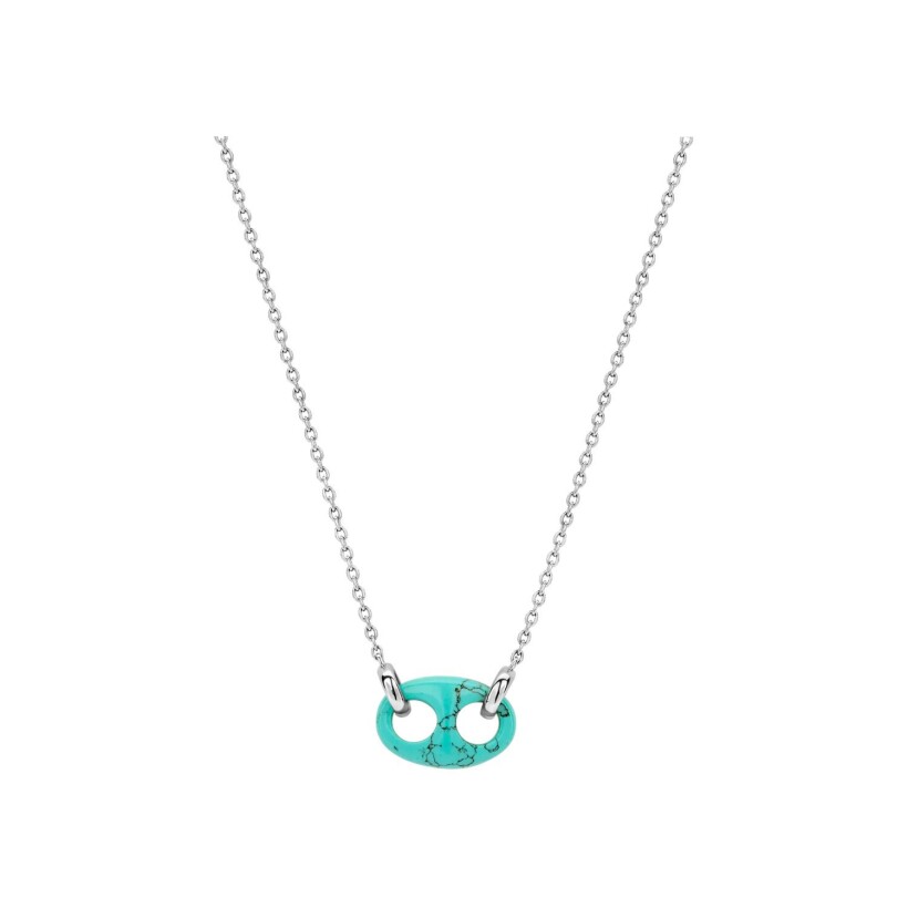 Collier Ti Sento en argent plaqué platine et turquoise