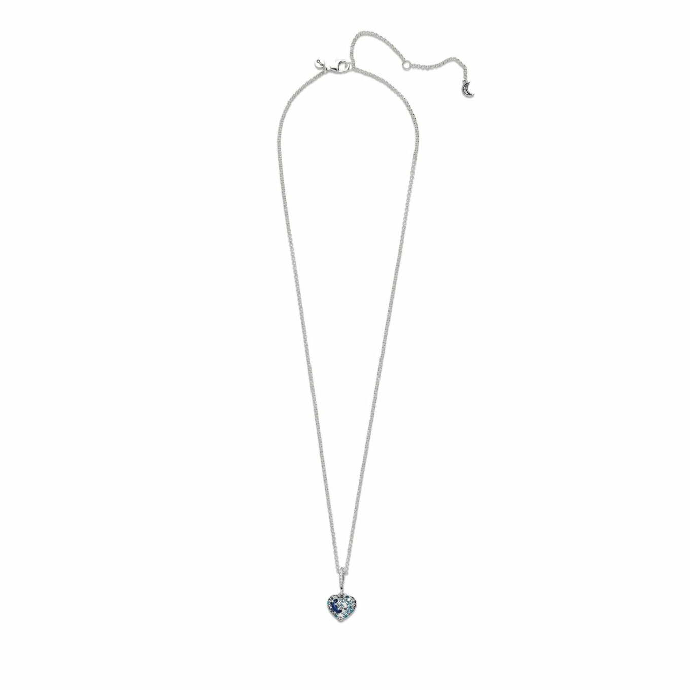 Collier Pandora Timeless cœur scintillant lune bleue & étoiles en argent, oxyde de zirconium et cristal, 50cm