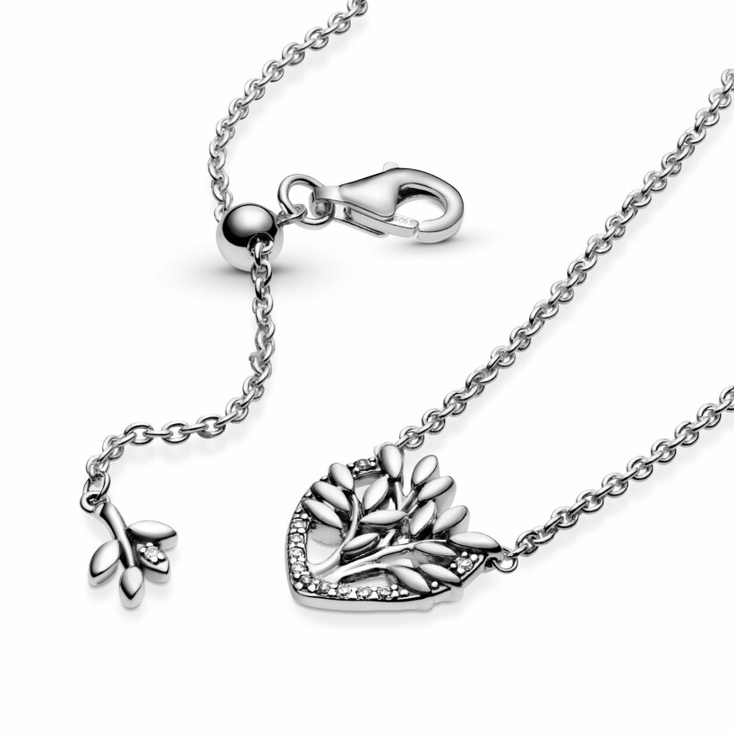 Collier Pandora People arbre de vie cœur en argent et oxyde de zirconium, 50cm