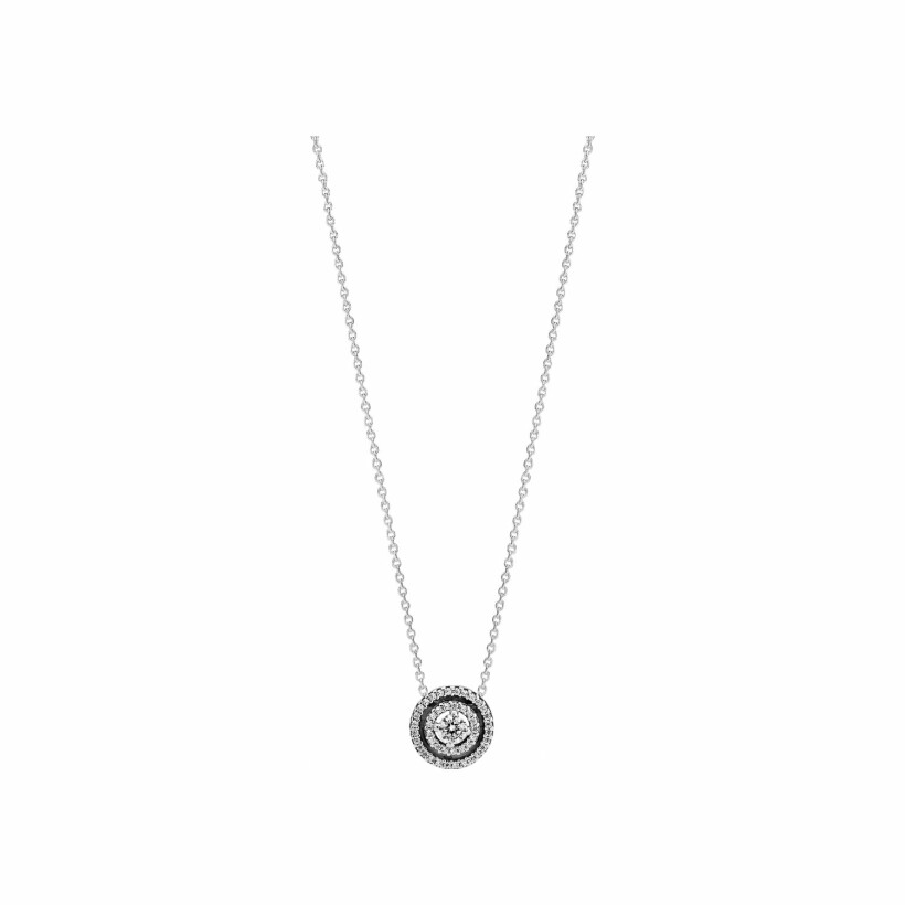 Collier Pandora Timeless halo double scintillant en argent et oxydes de zirconium, taille 45cm
