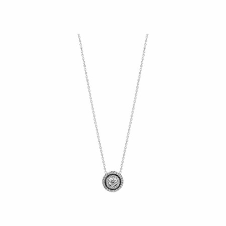 Collier Pandora Timeless halo double scintillant en argent et oxydes de zirconium, taille 45cm