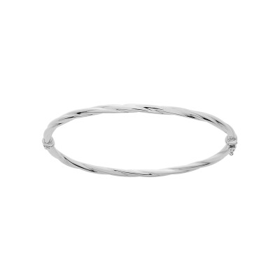 Bracelet Jonc torsadé 3mm en or blanc