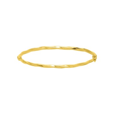 Bracelet Jonc torsadé 3mm en or jaune