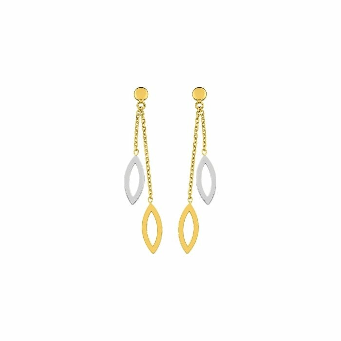 Boucles d'oreilles cœurs en or jaune et or blanc