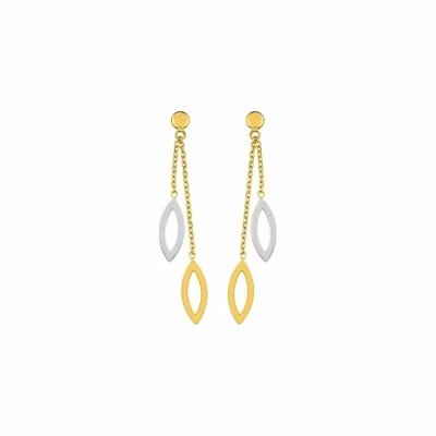 Boucles d'oreilles cœurs en or jaune et or blanc