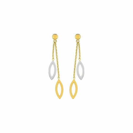 Boucles d'oreilles cœurs en or jaune et or blanc