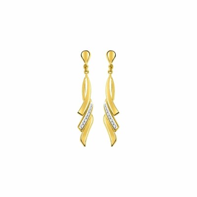 Boucles d'oreilles cœurs en or jaune et rhodium