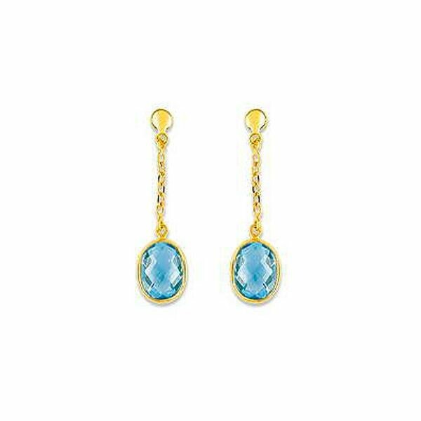 Boucles d'oreilles en or jaune et topazes bleues