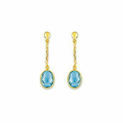 Boucles d'oreilles en or jaune et topazes bleues