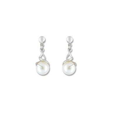 Boucles d'oreilles en or blanc et perles