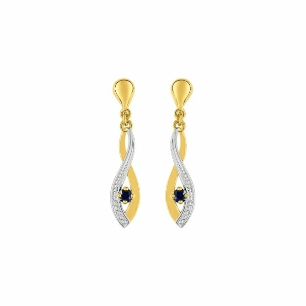 Boucles d'oreilles en or jaune et saphirs