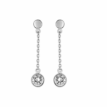 Boucles d'oreilles en or blanc et oxydes de zirconium