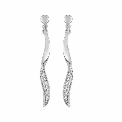 Boucles d'oreilles pendantes en or blanc et oxydes de zirconium