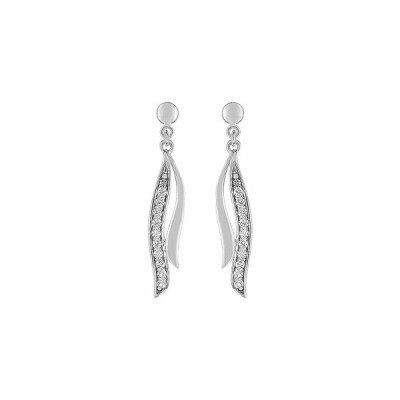 Boucles d'oreilles pendantes en or blanc et oxydes de zirconium