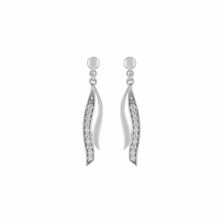 Boucles d'oreilles pendantes en or blanc et oxydes de zirconium