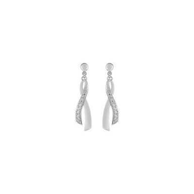 Boucles d'oreilles pendantes en or blanc et oxydes de zirconium