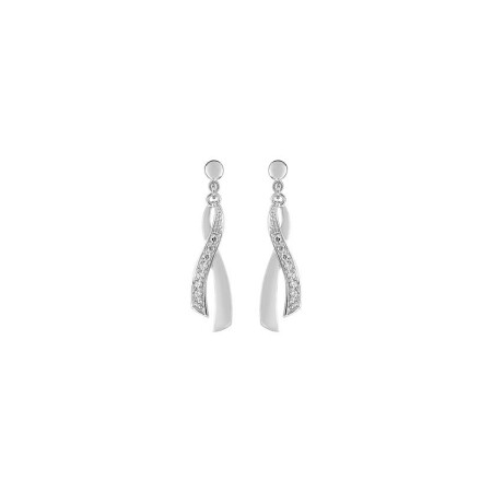 Boucles d'oreilles pendantes en or blanc et oxydes de zirconium