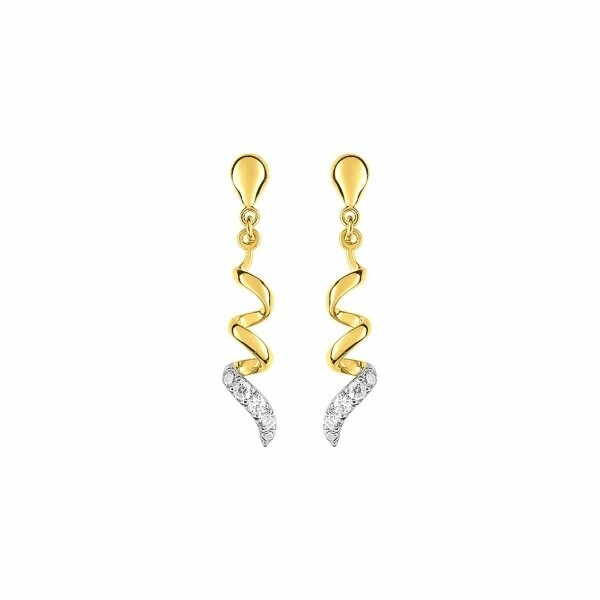 Boucles d'oreilles en or jaune, or blanc et oxyde de zirconium