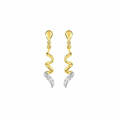 Boucles d'oreilles en or jaune, or blanc et oxyde de zirconium